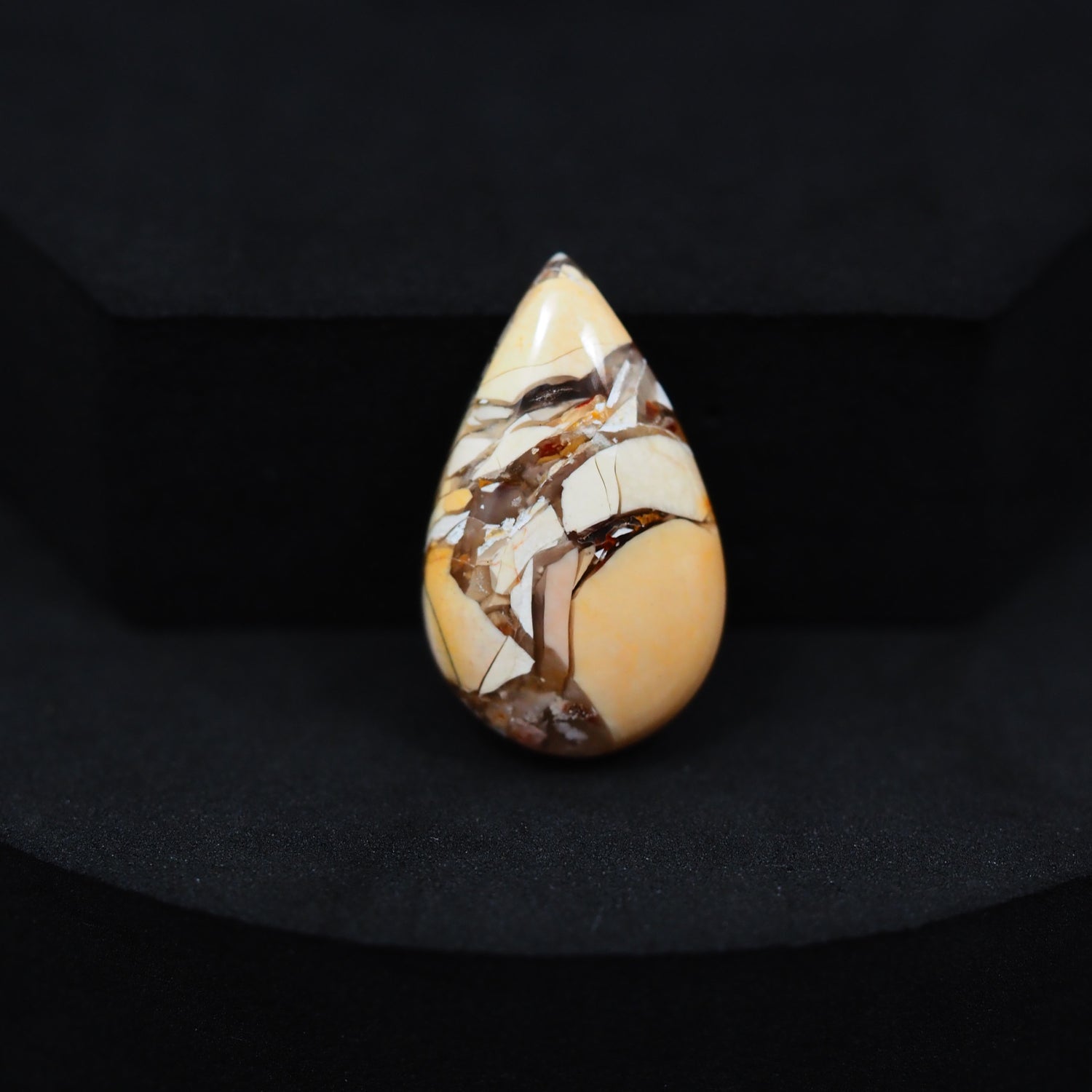 Brecciated Mookaite pear cabochon 14ct flat back ready to set Pedra Gems