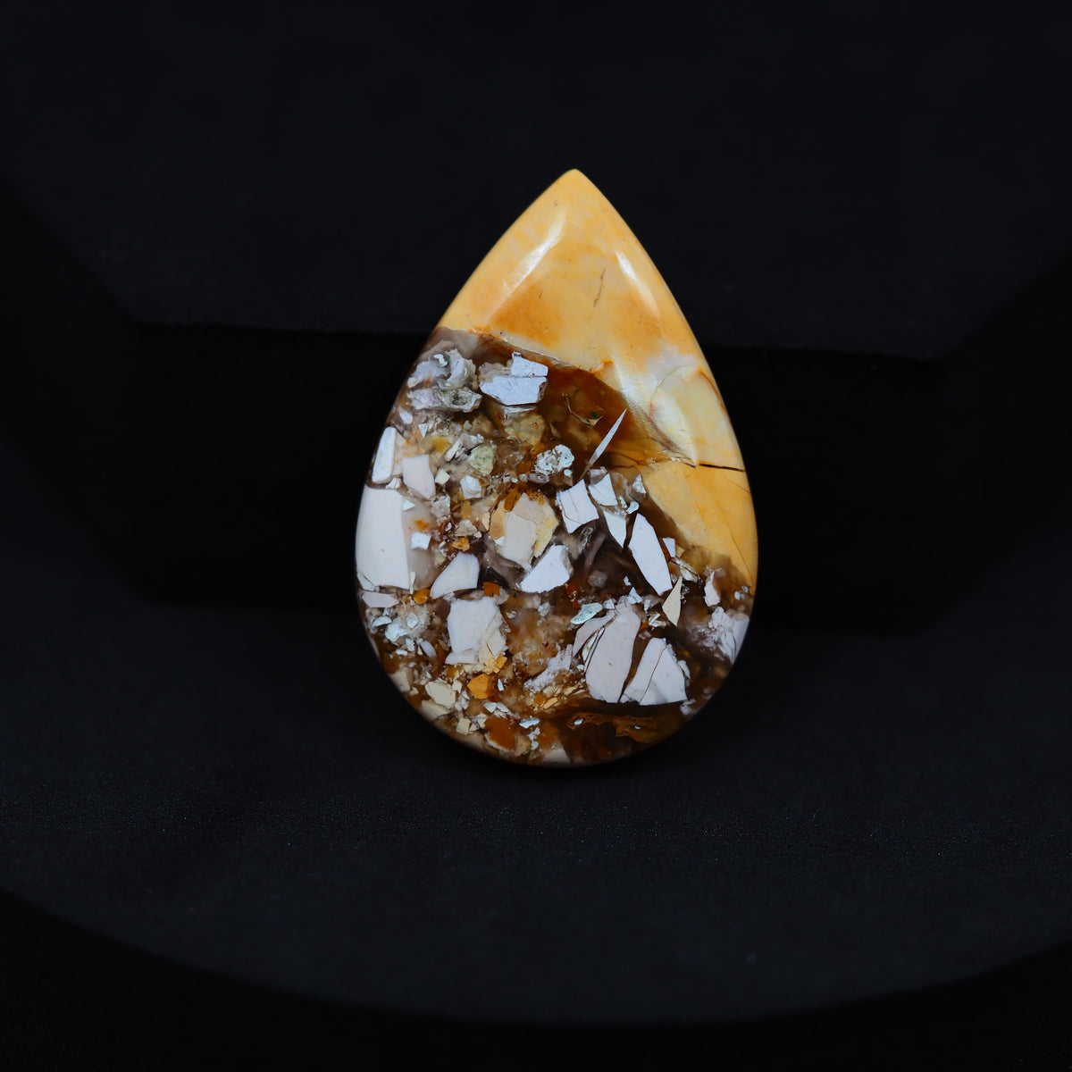 Brecciated Mookaite pear cabochon 25ct flat back ready to set Pedra Gems