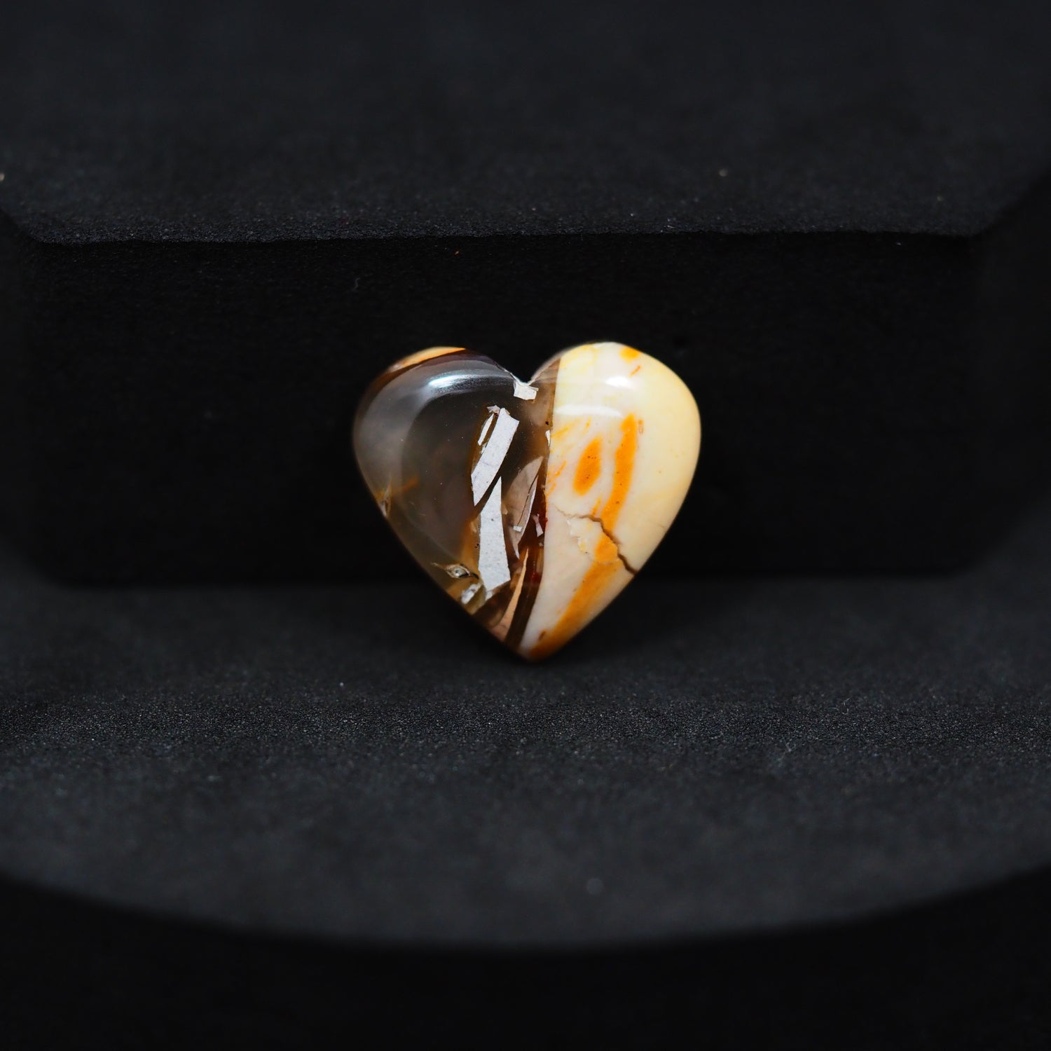Brecciated Mookaite heart cabochon 8ct flat back ready to set Pedra Gems
