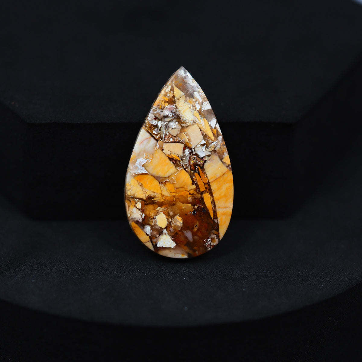 Brecciated Mookaite pear cabochon 17.5ct flat back ready to set Pedra Gems
