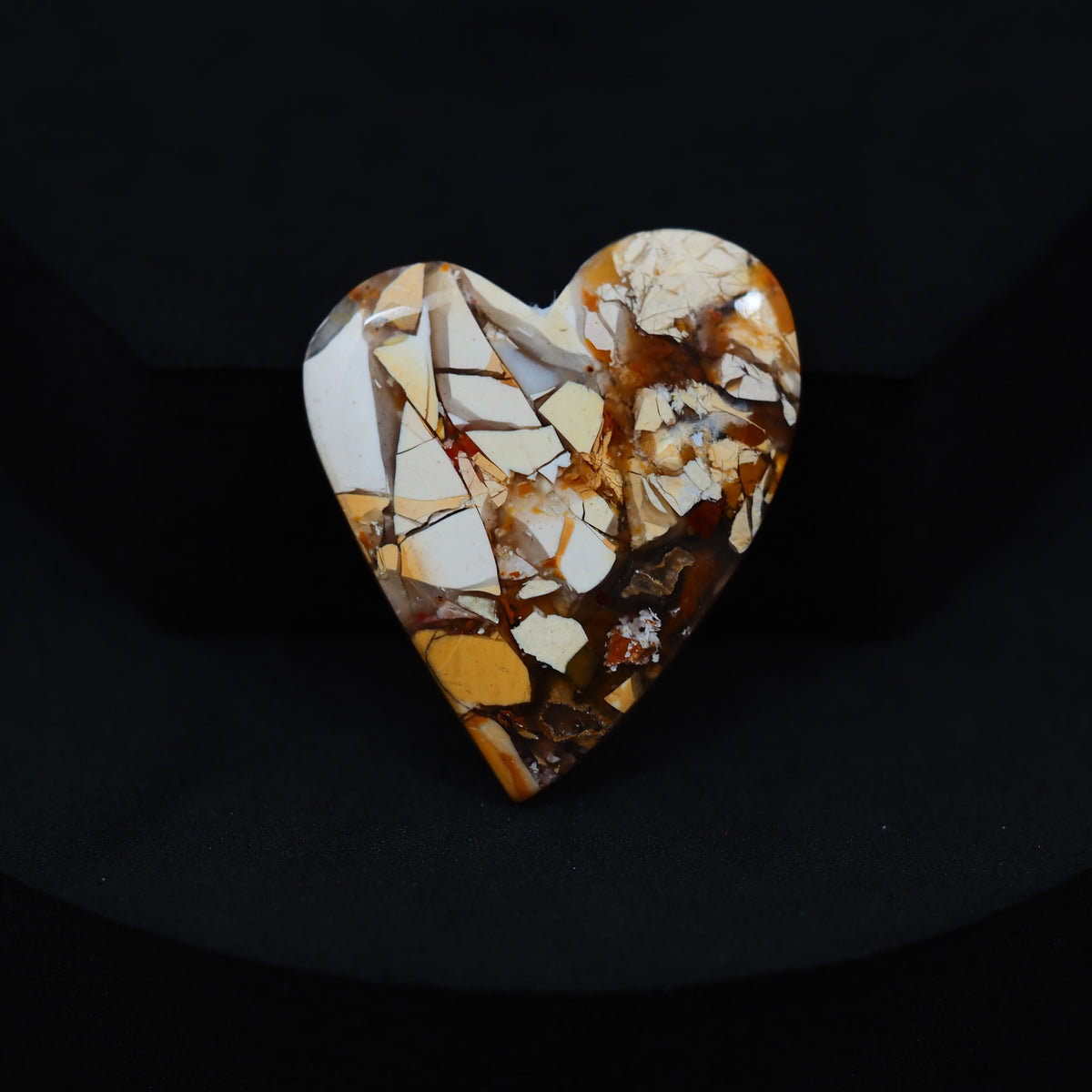 Brecciated Mookaite heart cabochon 26.5ct flat back ready to set Pedra Gems