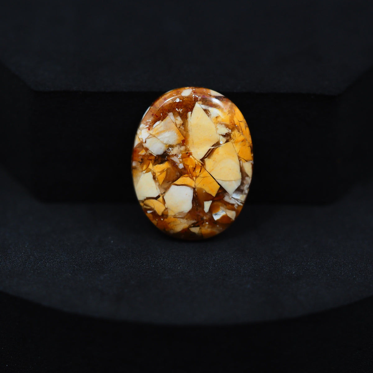Brecciated Mookaite oval cabochon 14ct flat back ready to set Pedra Gems
