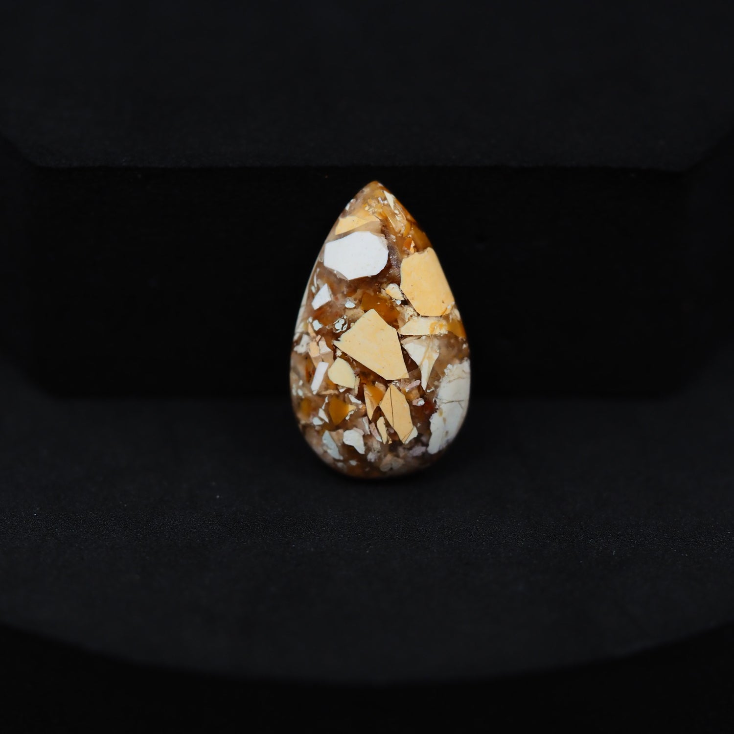 Brecciated Mookaite pear cabochon 7.5ct flat back ready to set Pedra Gems