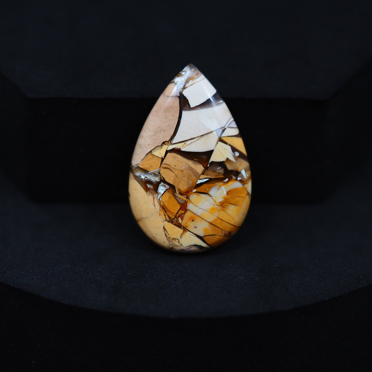 Brecciated Mookaite pear cabochon 15.5ct flat back ready to set Pedra Gems