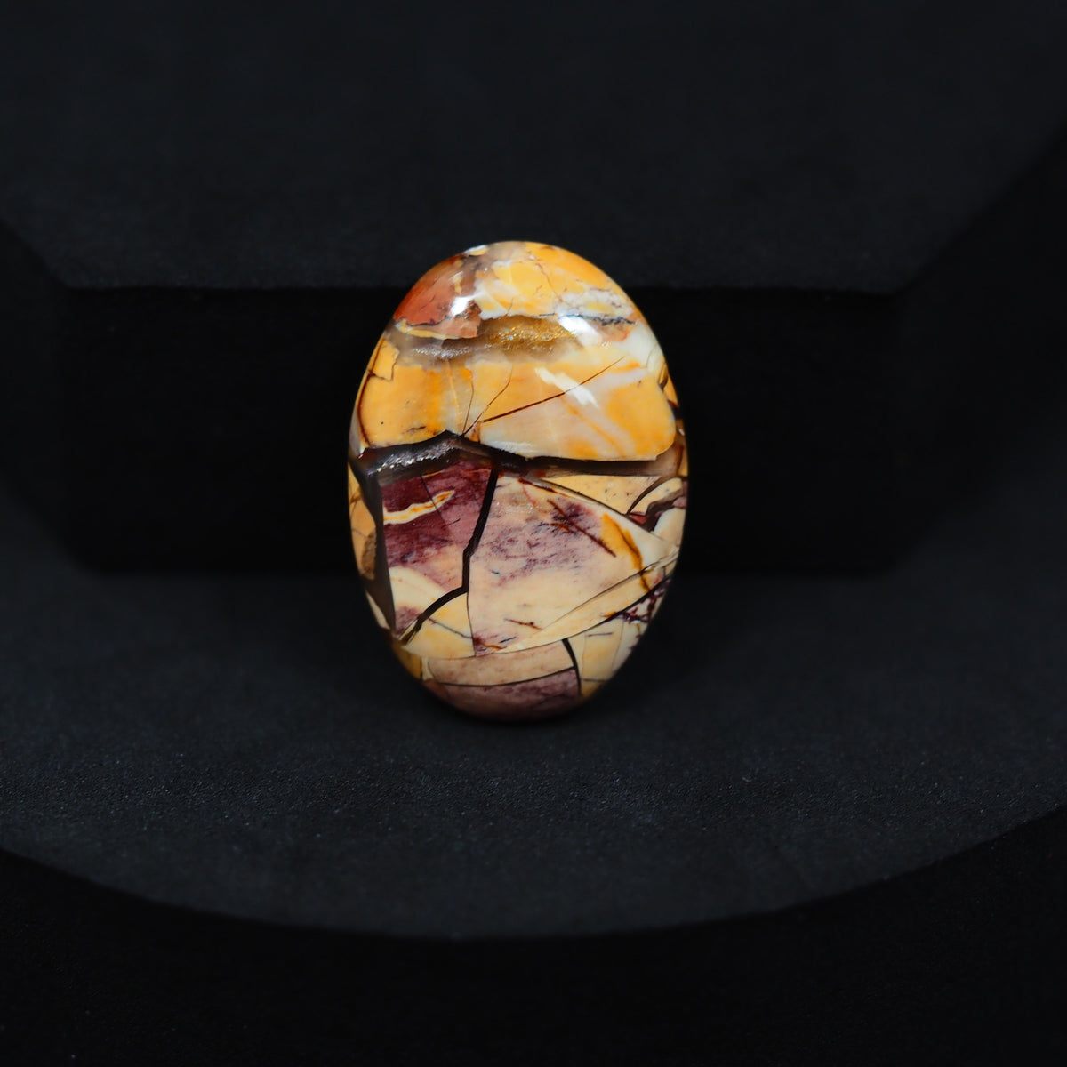 Brecciated Mookaite oval cabochon 17.5ct flat back ready to set Pedra Gems