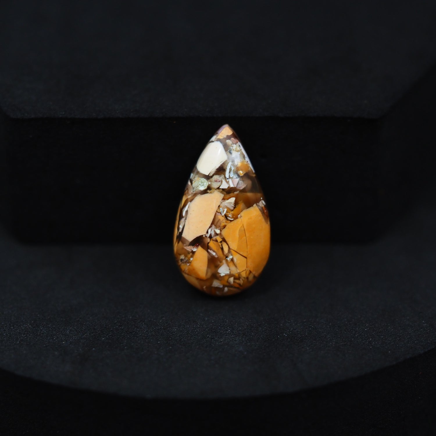 Brecciated Mookaite pear cabochon 8.5ct flat back ready to set Pedra Gems
