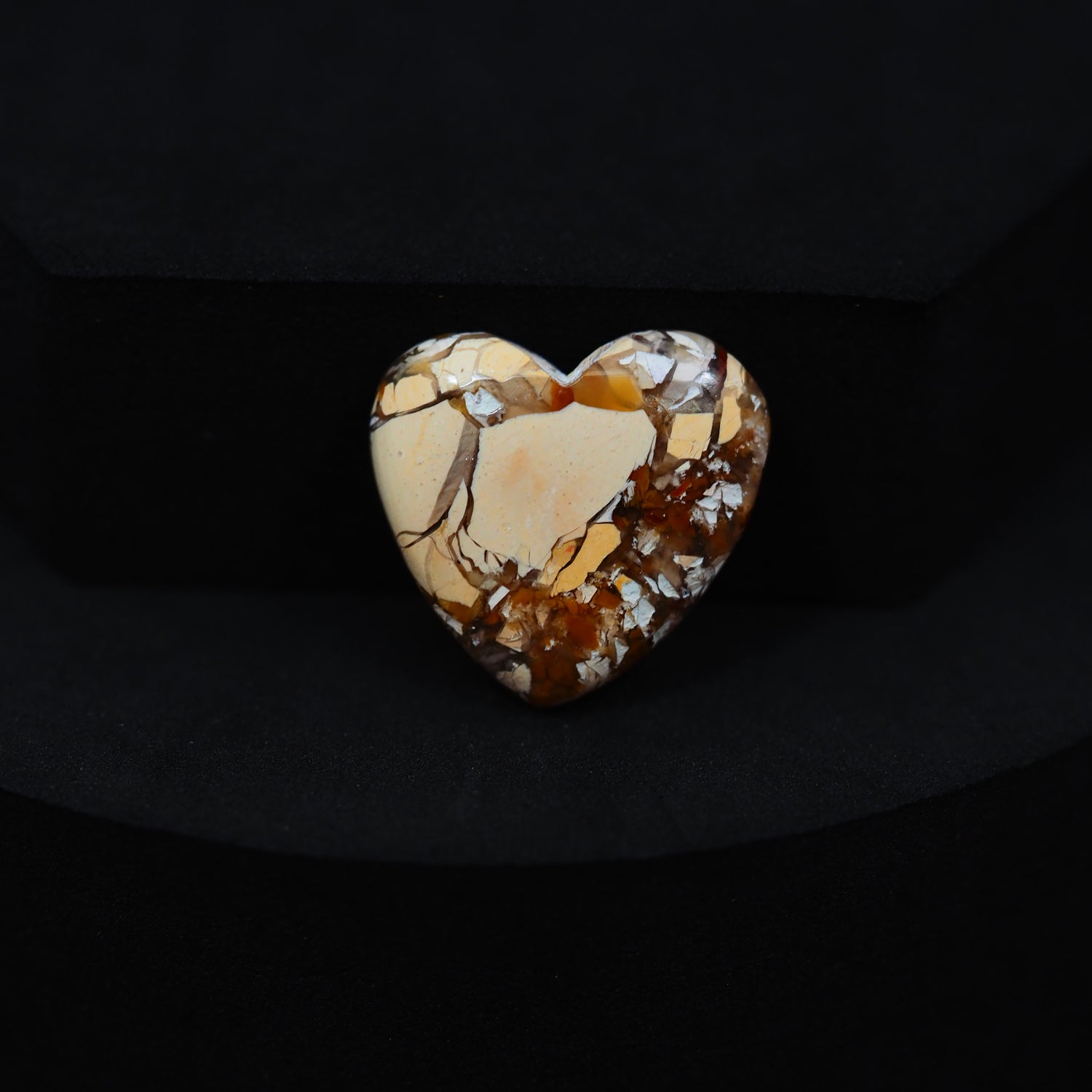 Brecciated Mookaite heart cabochon 11.5ct flat back ready to set Pedra Gems