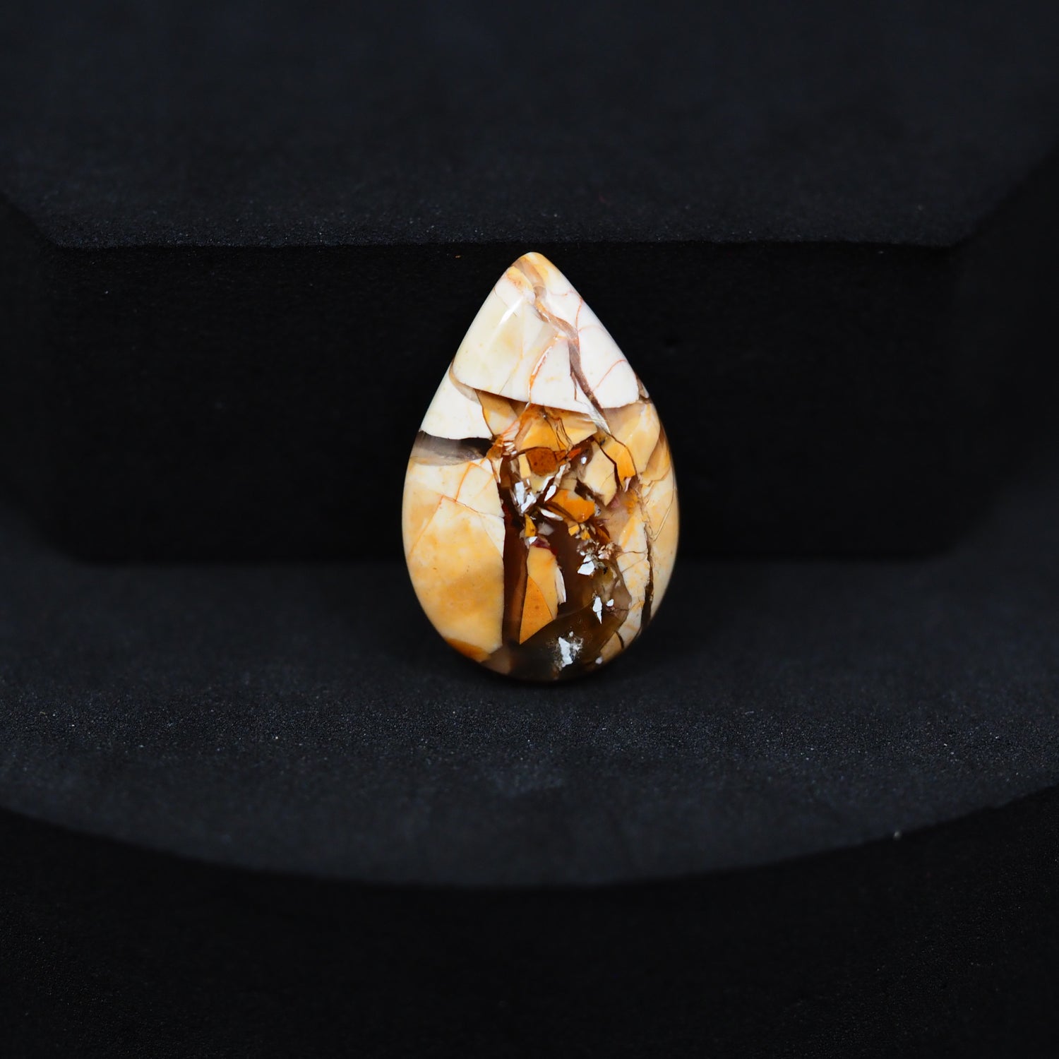 Brecciated Mookaite pear cabochon 7.5ct flat back ready to set Pedra Gems
