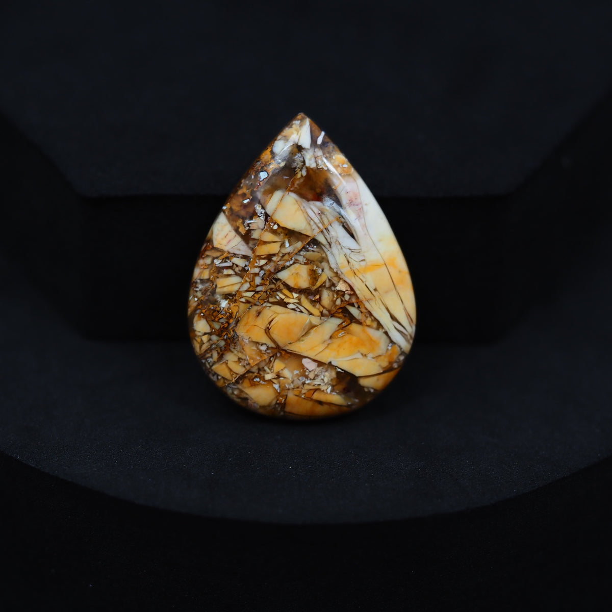 Brecciated Mookaite pear cabochon 31ct flat back ready to set Pedra Gems