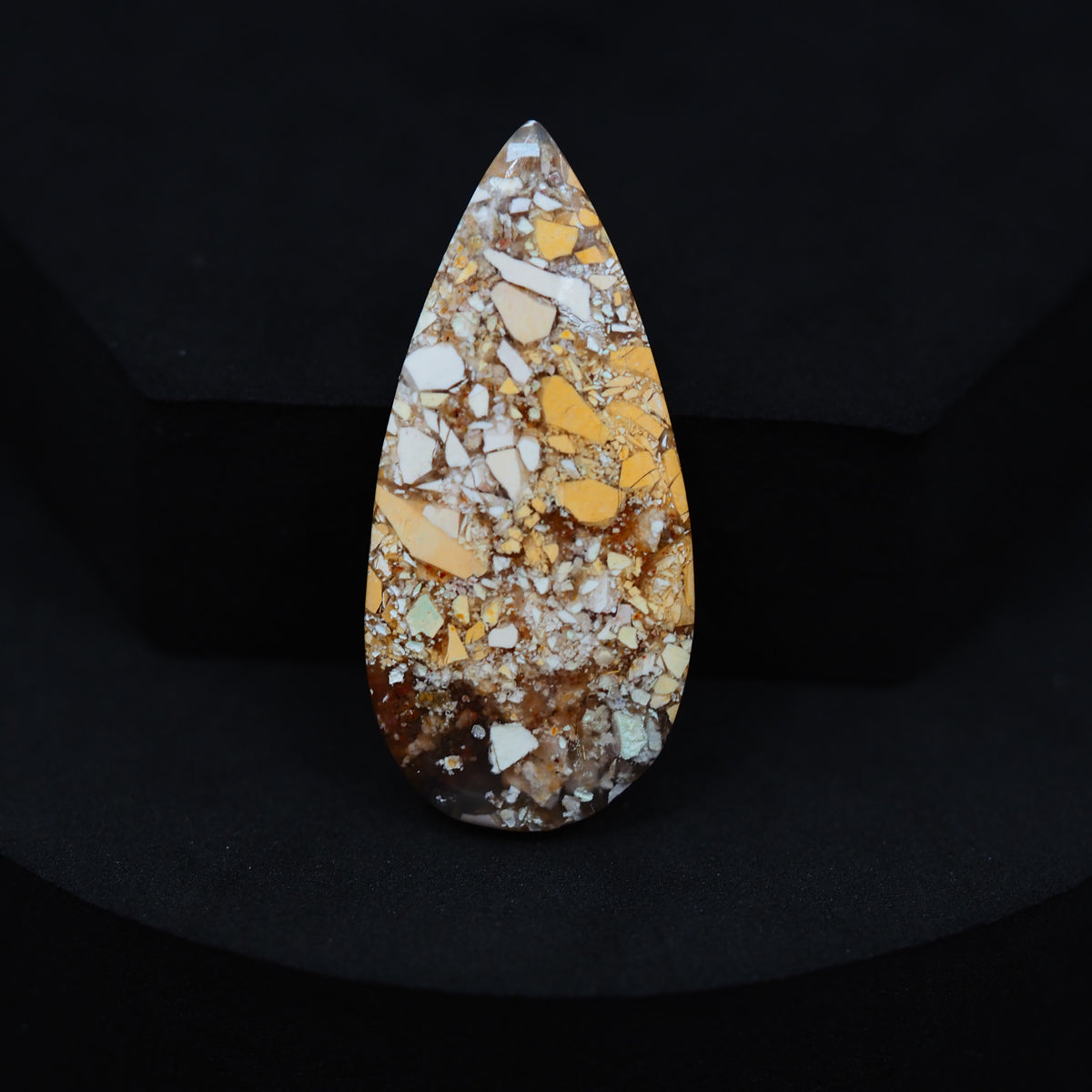 Brecciated Mookaite large pear cabochon 26.5ct flat back ready to set Pedra Gems