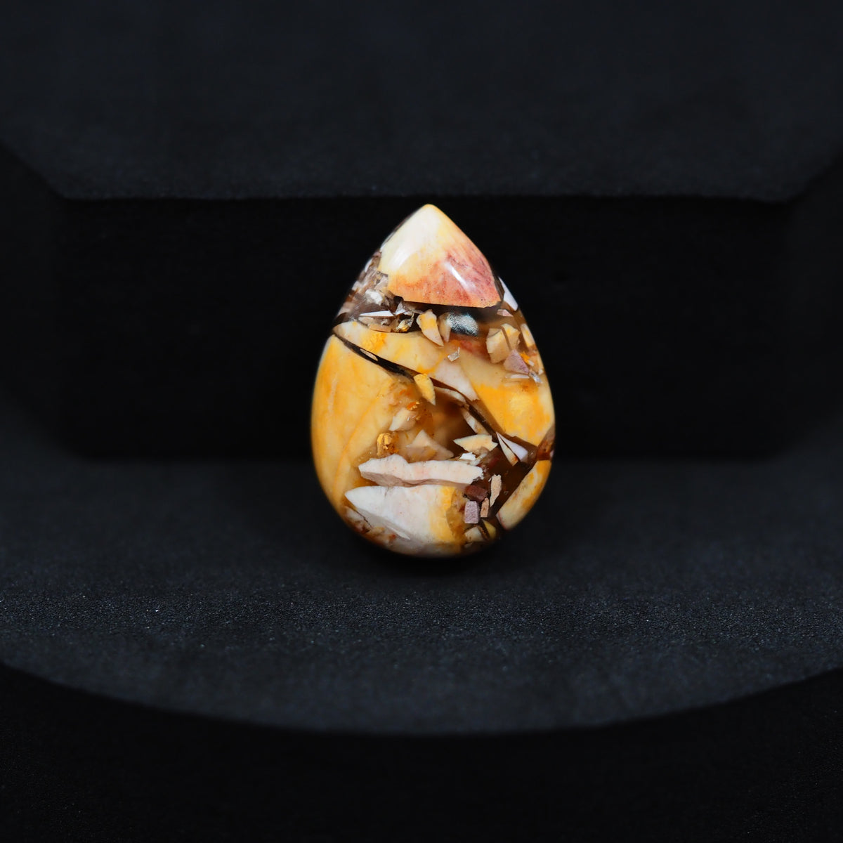 Brecciated Mookaite pear cabochon 15ct flat back ready to set Pedra Gems