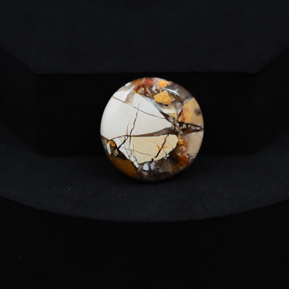 Brecciated Mookaite round cabochon 15ct flat back ready to set Pedra Gems
