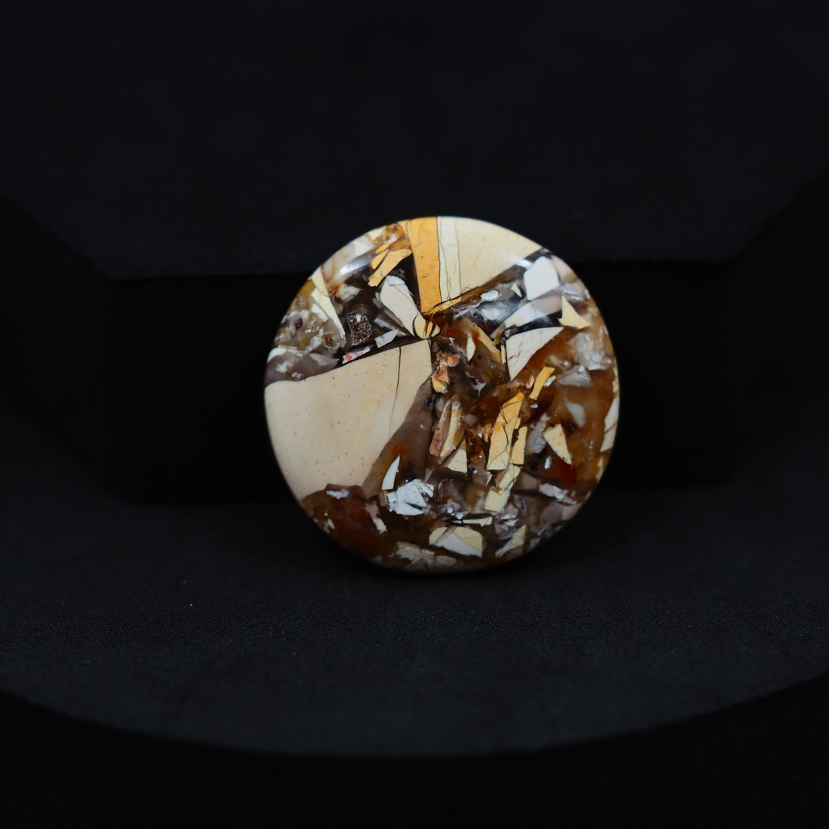 Brecciated Mookaite round cabochon 20.5ct flat back ready to set Pedra Gems