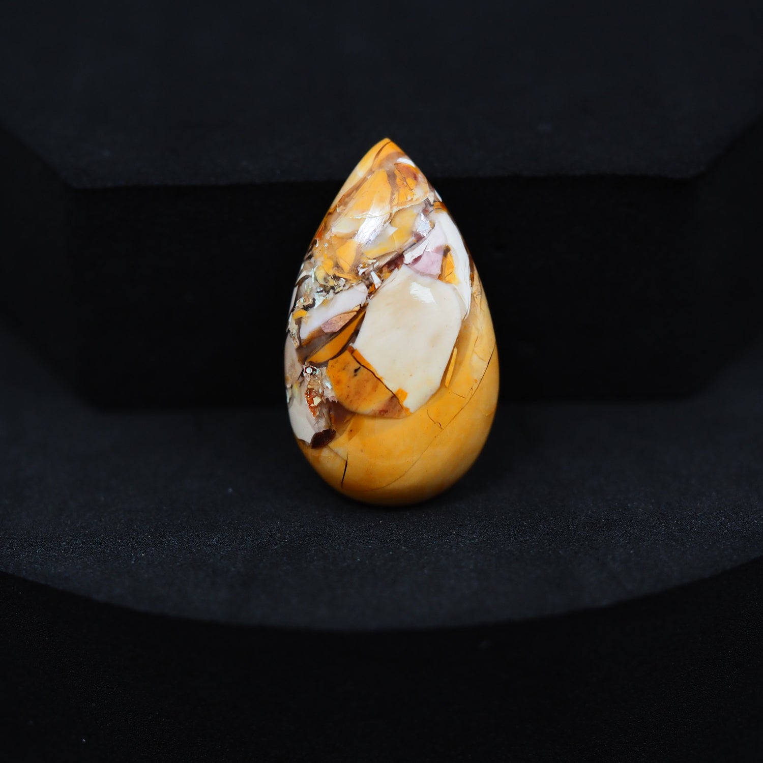 Brecciated Mookaite pear cabochon 14.5ct flat back ready to set Pedra Gems