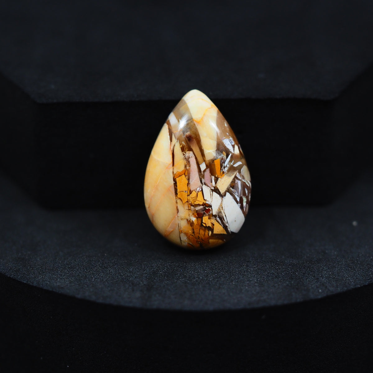 Brecciated Mookaite pear cabochon 15.5ct flat back ready to set Pedra Gems