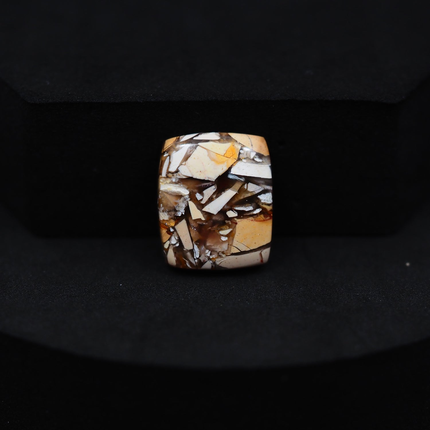 Brecciated Mookaite cushion cabochon 9.5ct flat back ready to set Pedra Gems