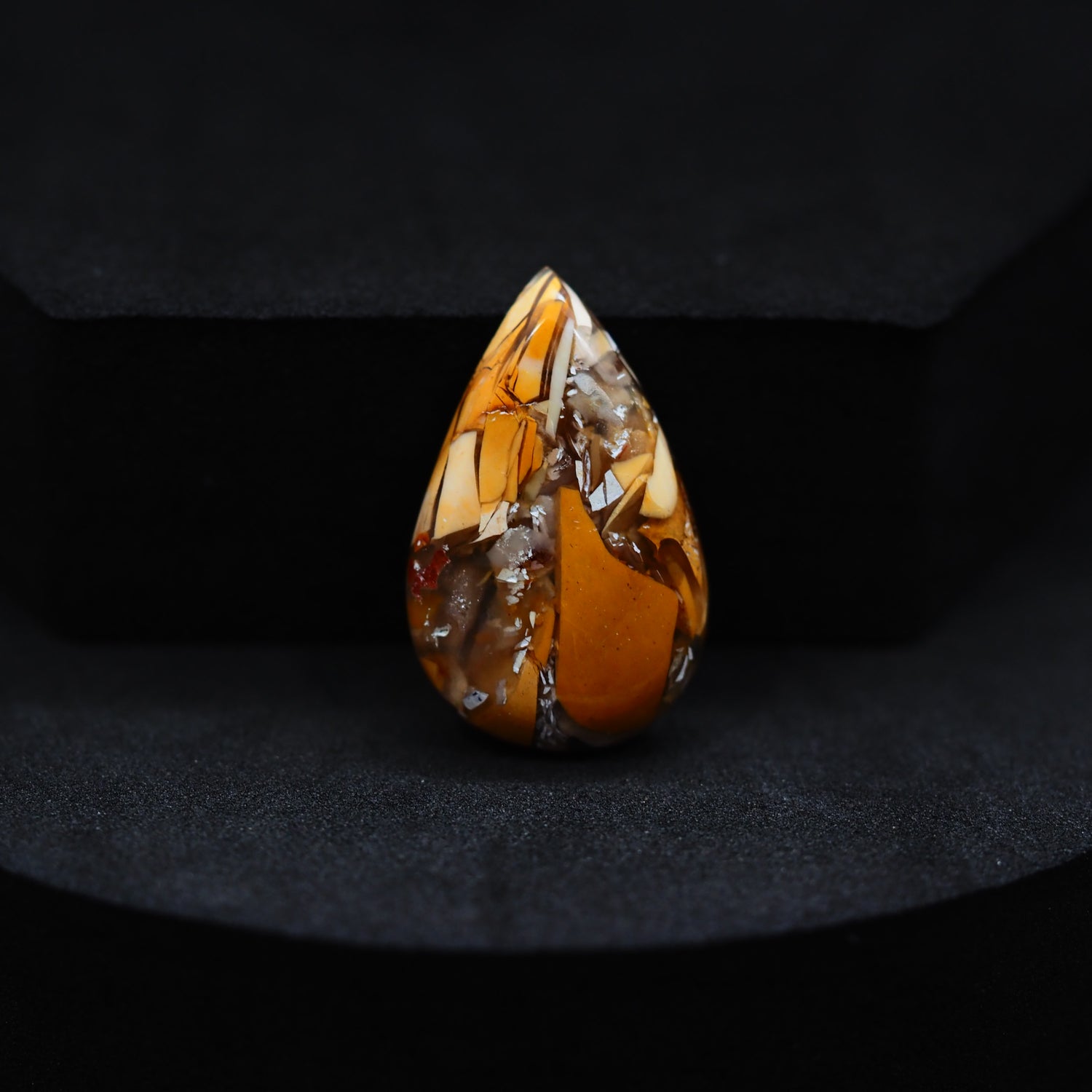 Brecciated Mookaite pear cabochon 11.5ct flat back ready to set Pedra Gems