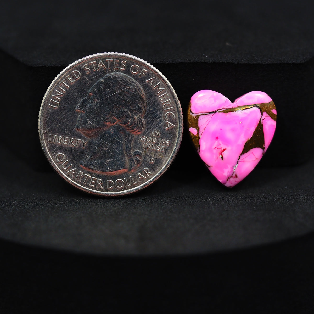 Natural Cotton Candy Turquoise Heart Cabochon 16x15x4mm 9.5ct - Pink & Copper Composite - Pedra Gems