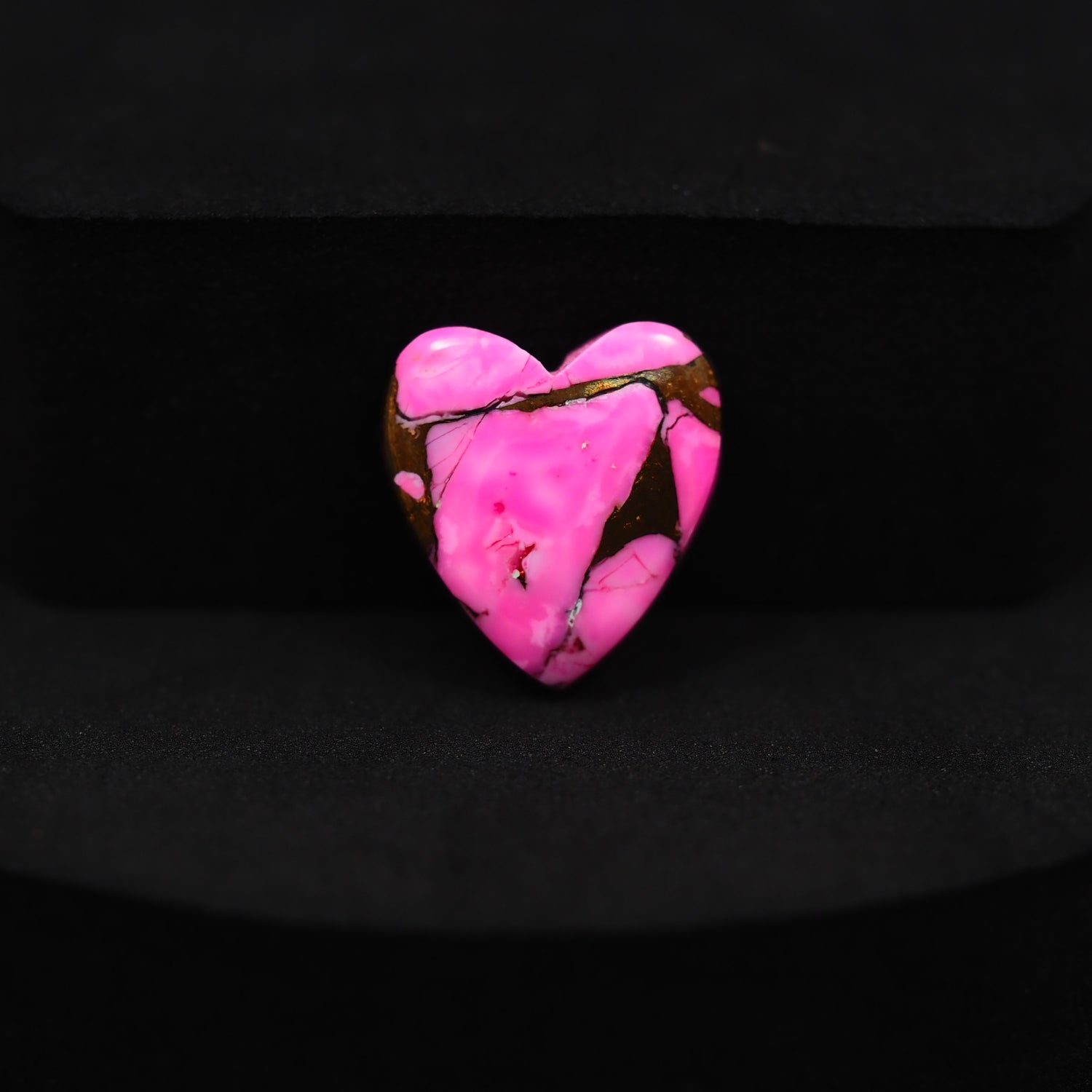 Natural Cotton Candy Turquoise Heart Cabochon 16x15x4mm 9.5ct - Pink & Copper Composite - Pedra Gems