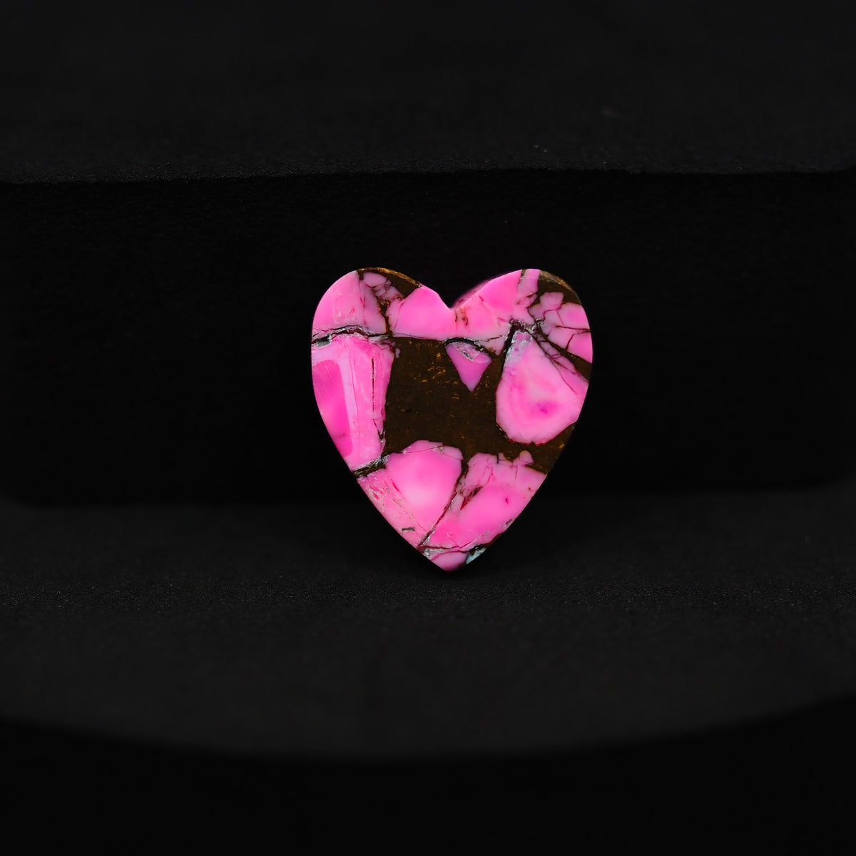 Natural Cotton Candy Turquoise Heart Cabochon 16x15x4mm 9.5ct - Pink & Copper Composite - Pedra Gems