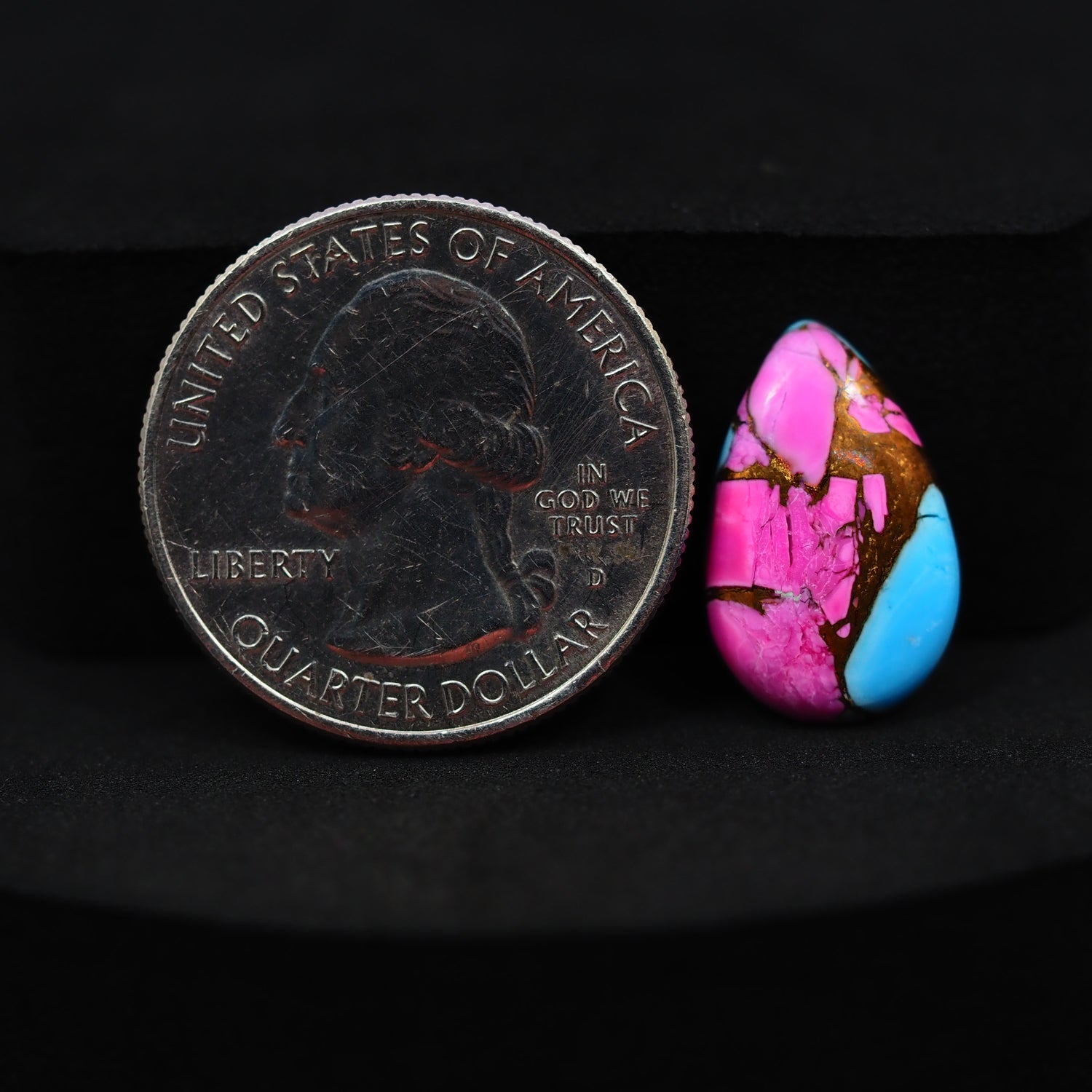 Natural Cotton Candy Turquoise Pear Cabochon 17x11x3mm 5.5ct - Pink & Blue Composite - Pedra Gems