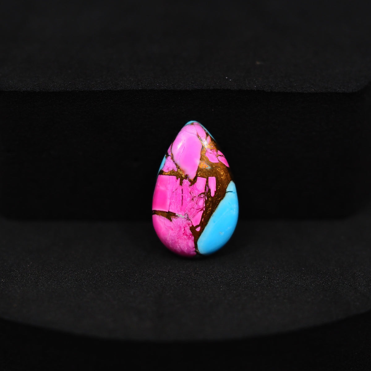 Natural Cotton Candy Turquoise Pear Cabochon 17x11x3mm 5.5ct - Pink & Blue Composite - Pedra Gems