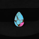 Natural Cotton Candy Turquoise Pear Cabochon 17x11x3mm 5.5ct - Pink & Blue Composite - Pedra Gems
