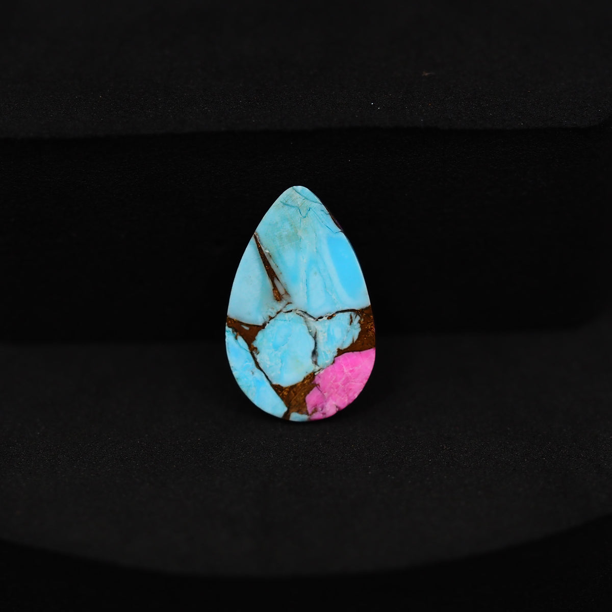 Natural Cotton Candy Turquoise Pear Cabochon 17x11x3mm 5.5ct - Pink & Blue Composite - Pedra Gems