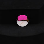 Natural Cotton Candy Turquoise Round Cabochon 14x14x4mm 6.5ct - Pink & White Composite - Pedra Gems