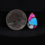 Natural Cotton Candy Turquoise Pear Cabochon 19x12x3mm 6ct - Pink, Blue & White Composite - Pedra Gems