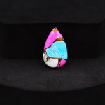 Natural Cotton Candy Turquoise Pear Cabochon 19x12x3mm 6ct - Pink, Blue & White Composite - Pedra Gems