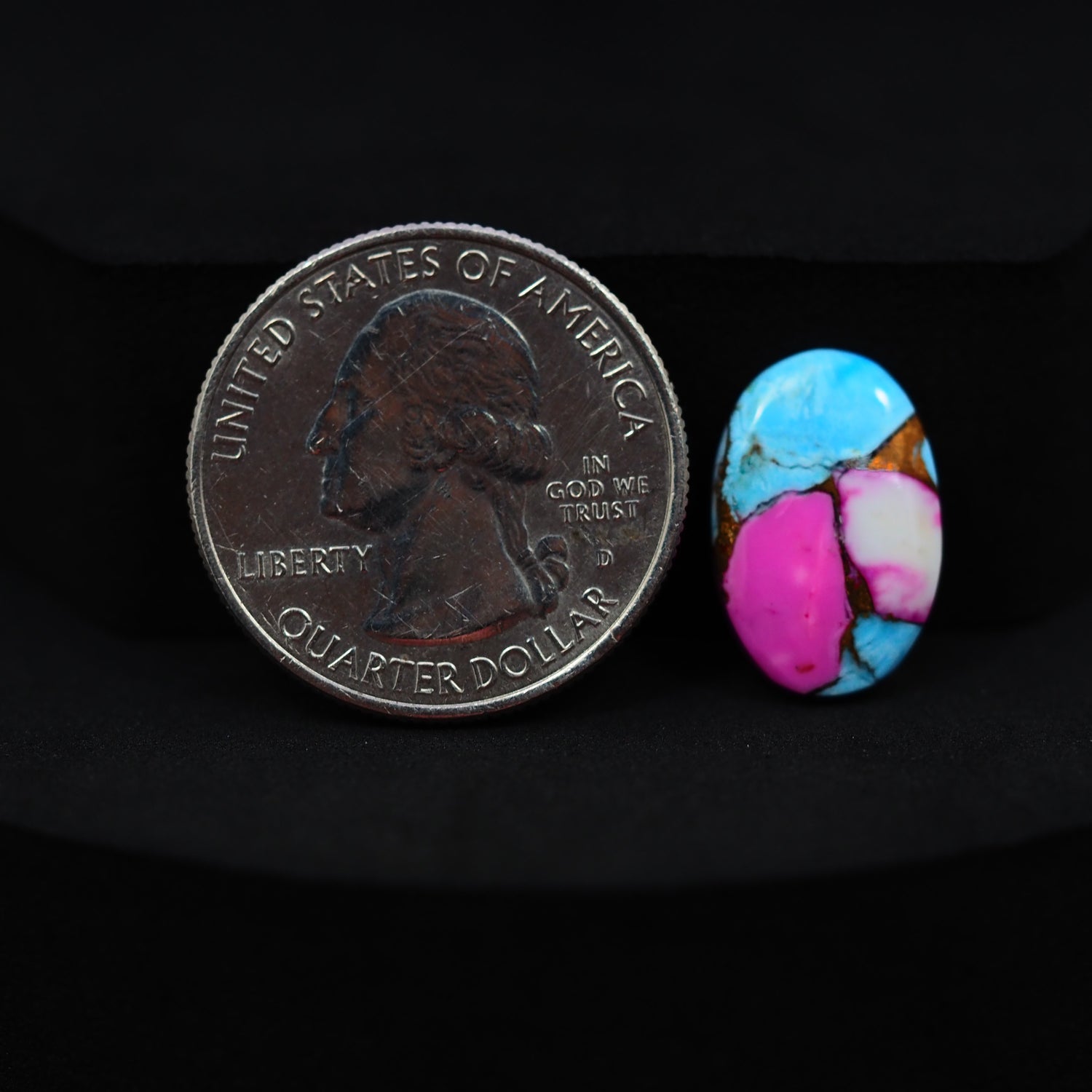 Natural Cotton Candy Turquoise Oval Cabochon 17x11x3mm 5ct - Blue, Pink & White Composite - Pedra Gems