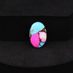 Natural Cotton Candy Turquoise Oval Cabochon 17x11x3mm 5ct - Blue, Pink & White Composite - Pedra Gems