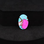 Natural Cotton Candy Turquoise Oval Cabochon 17x11x3mm 5ct - Blue, Pink & White Composite - Pedra Gems