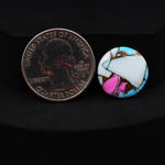 Natural Cotton Candy Turquoise Round Cabochon 17x17x3mm 9.5ct - White, Blue & Pink Composite - Pedra Gems