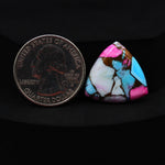 Natural Cotton Candy Turquoise Trillion Cabochon 21x21x4mm 6ct - White, Blue & Pink Composite - Pedra Gems