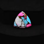 Natural Cotton Candy Turquoise Trillion Cabochon 21x21x4mm 6ct - White, Blue & Pink Composite - Pedra Gems