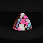 Natural Cotton Candy Turquoise Trillion Cabochon 21x21x4mm 6ct - White, Blue & Pink Composite - Pedra Gems