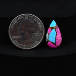 Natural Cotton Candy Turquoise Pear Cabochon 19x11x3mm 5.5ct - Pink, Blue & White Composite - Pedra Gems