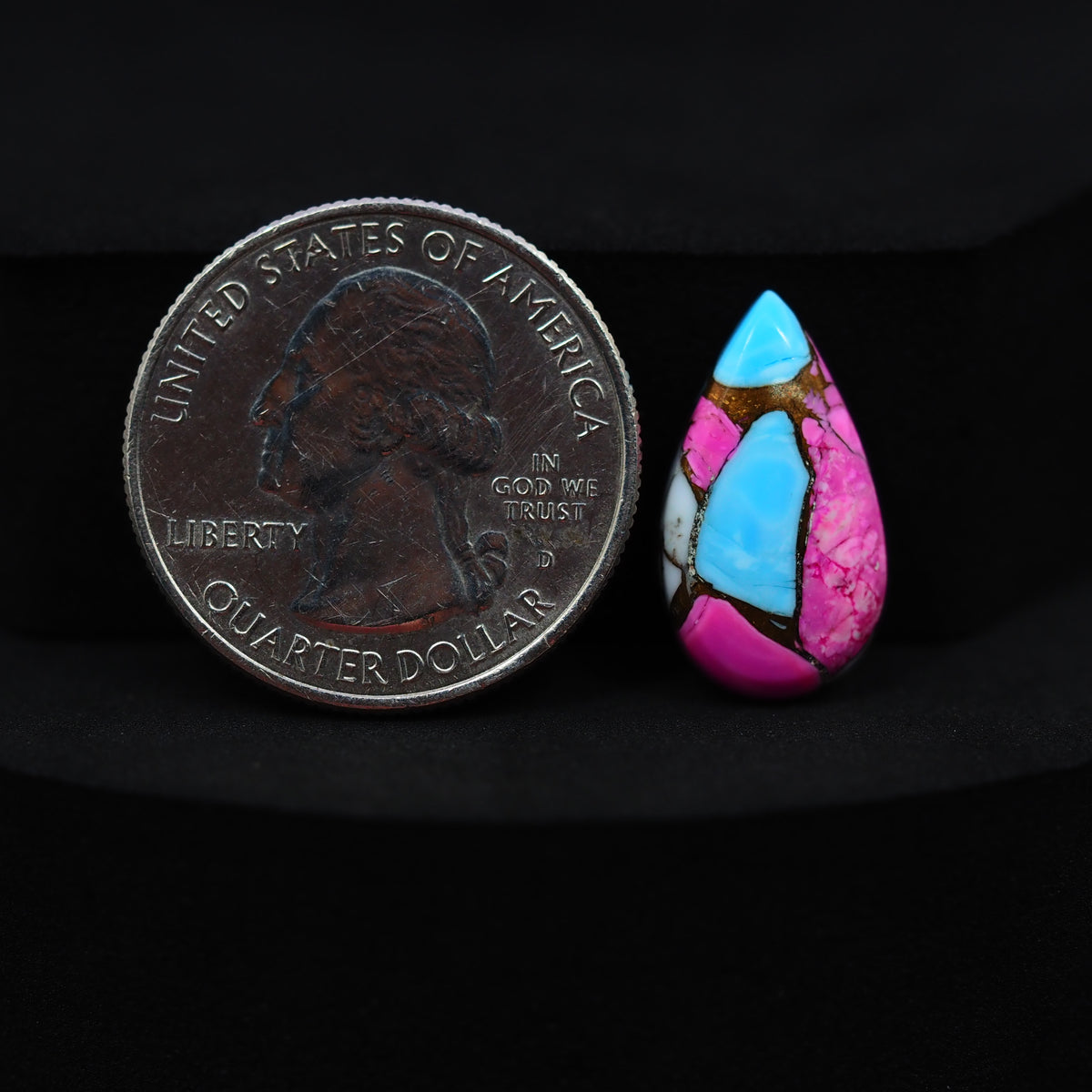 Natural Cotton Candy Turquoise Pear Cabochon 19x11x3mm 5.5ct - Pink, Blue & White Composite - Pedra Gems