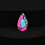 Natural Cotton Candy Turquoise Pear Cabochon 19x11x3mm 5.5ct - Pink, Blue & White Composite - Pedra Gems