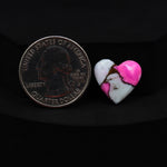 Natural Cotton Candy Turquoise Heart Cabochon 15x15x4mm 7.5ct - Blue, Pink & White Composite - Pedra Gems