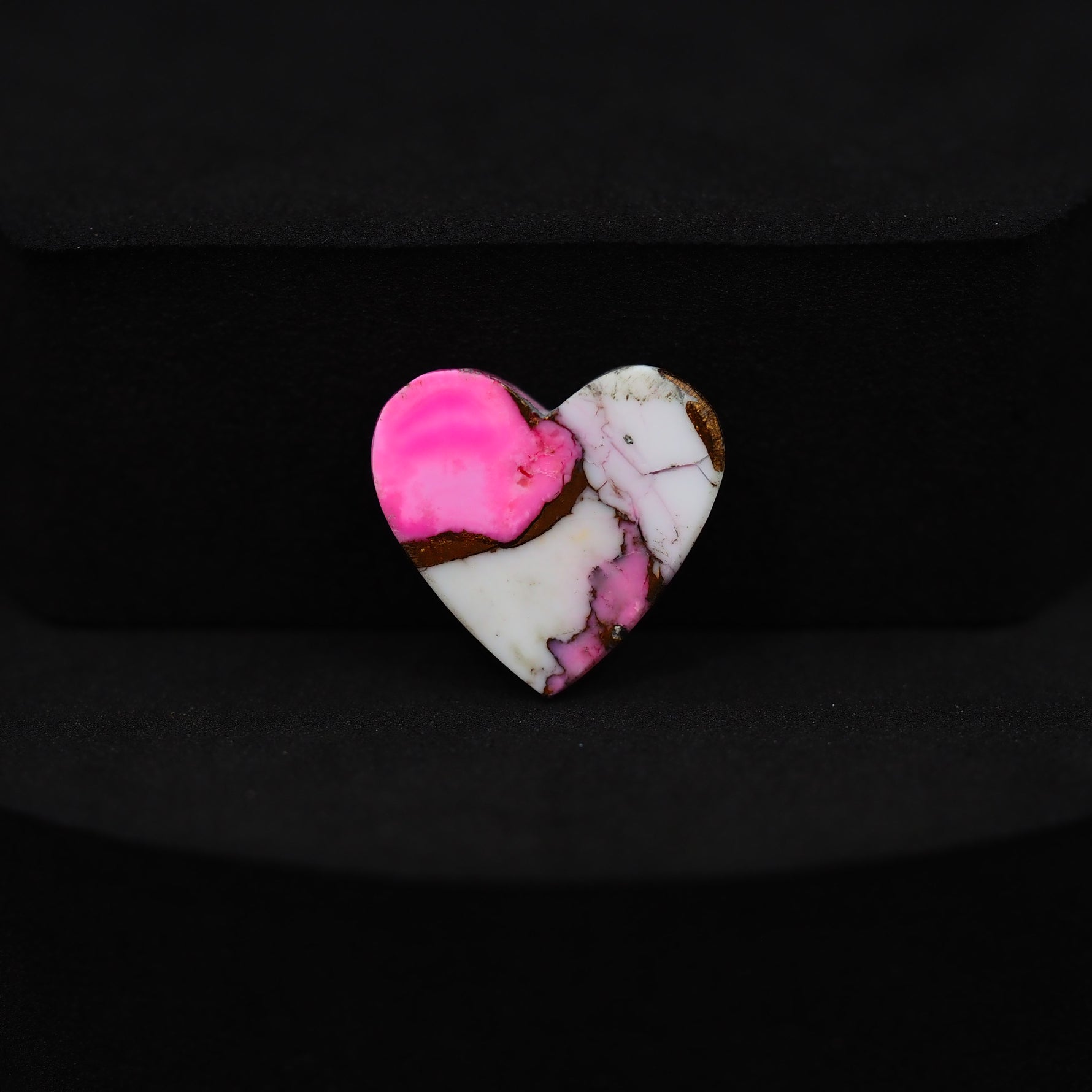 Natural Cotton Candy Turquoise Heart Cabochon 15x15x4mm 7.5ct - Blue, Pink & White Composite - Pedra Gems