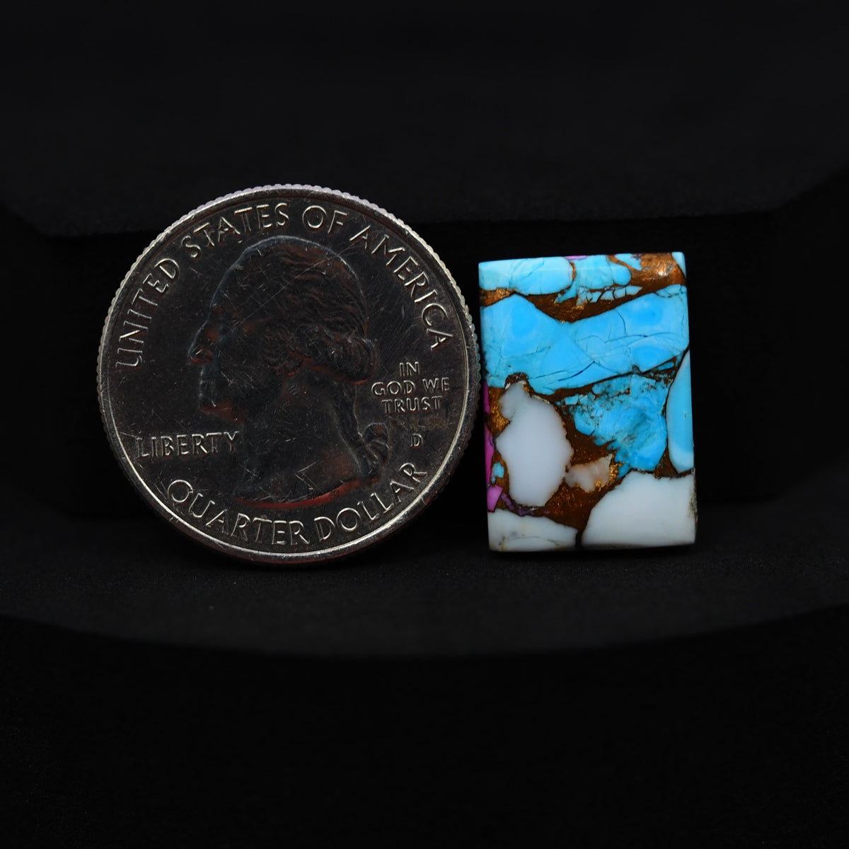 Natural Cotton Candy Turquoise Rectangle Cabochon 18x13x3mm 10.5ct - Blue, White & Pink Composite - Pedra Gems