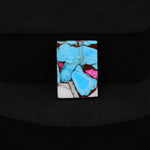 Natural Cotton Candy Turquoise Rectangle Cabochon 18x13x3mm 10.5ct - Blue, White & Pink Composite - Pedra Gems