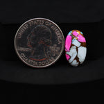 Natural Cotton Candy Turquoise Oval Cabochon 18x11x3mm 5.5ct - Pink, White & Blue Composite - Pedra Gems