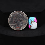 Natural Cotton Candy Turquoise Cushion Cabochon 15x10x3mm 5.5ct - Blue, White & Pink Composite - Pedra Gems