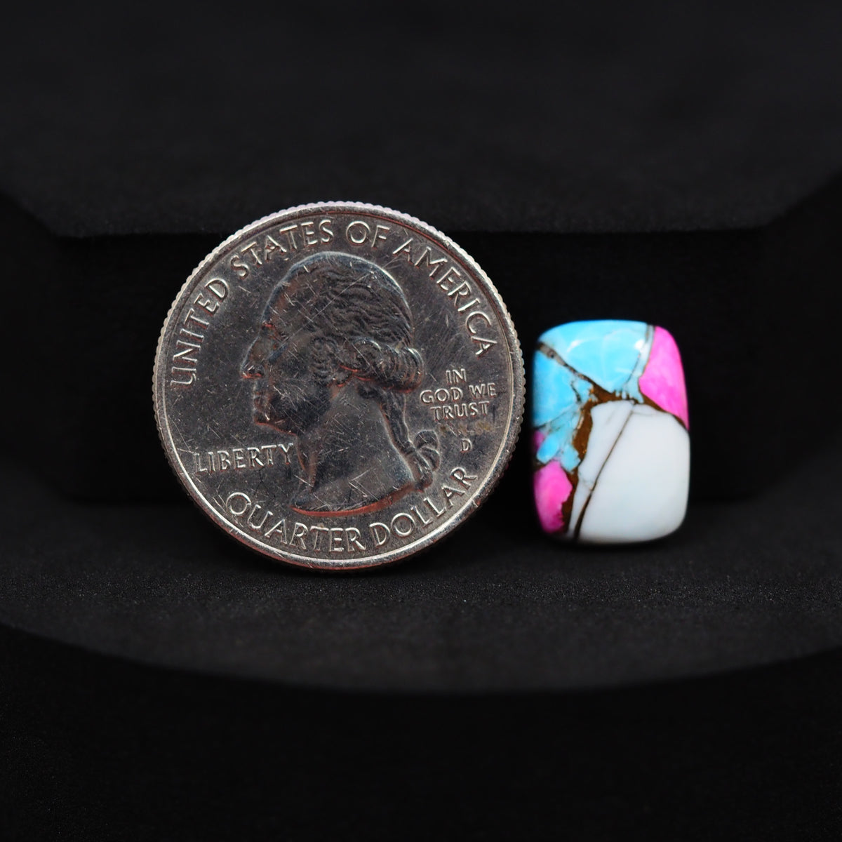 Natural Cotton Candy Turquoise Cushion Cabochon 15x10x3mm 5.5ct - Blue, White & Pink Composite - Pedra Gems