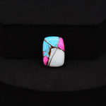 Natural Cotton Candy Turquoise Cushion Cabochon 15x10x3mm 5.5ct - Blue, White & Pink Composite - Pedra Gems