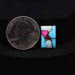 Natural Cotton Candy Turquoise Rectangle Cabochon 16x11x3mm 6ct - White, Pink & Blue Composite - Pedra Gems